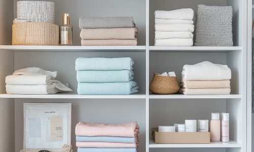 Home organizing with tidy, styled shelves